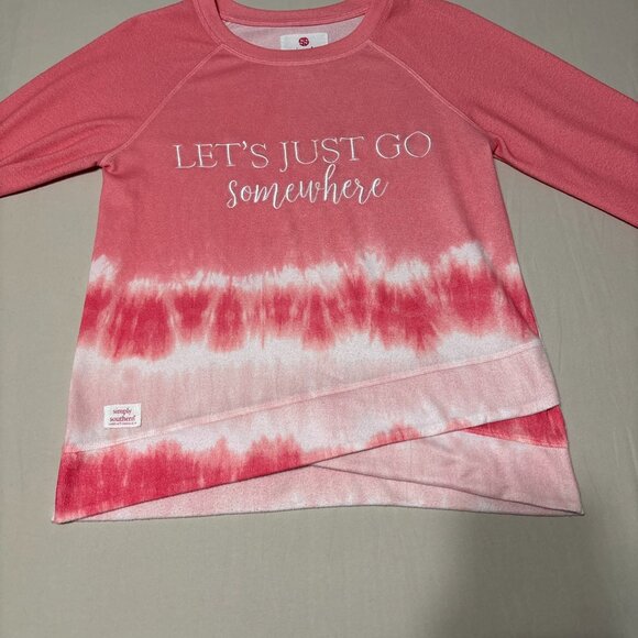 Simply‎ Southern “Let’s Just Go Somewhere” Tie Dye Sweatshirt Pink Small - Picture 9 of 12